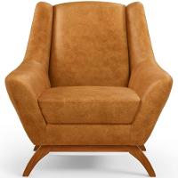 Poltrona Decorativa Fixa Base De Madeira Castanho Juliet D02 Couríssimo Whisky B-90 - Lyam Decor - 5