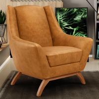 Poltrona Decorativa Fixa Base De Madeira Castanho Juliet D02 Couríssimo Whisky B-90 - Lyam Decor - 6