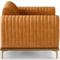 Poltrona Decorativa Base De Madeira Castanho E Pés Metalizado D'ouro Molino D02 Couríssimo Whisky B-90 - Lyam Decor - 3