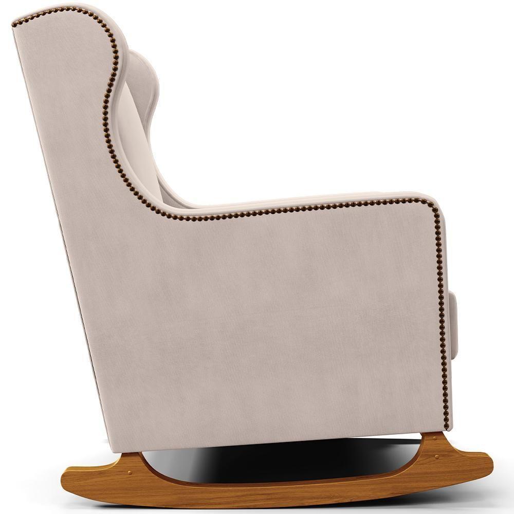 Poltrona De Amamentação Com Balanço Mavie L02 Suede Bege - Lyam Decor - 4