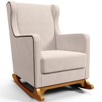 Poltrona De Amamentação Com Balanço Mavie L02 Suede Bege - Lyam Decor - 1