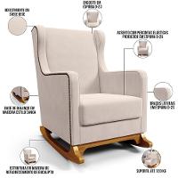 Poltrona De Amamentação Com Balanço Mavie L02 Suede Bege - Lyam Decor - 7