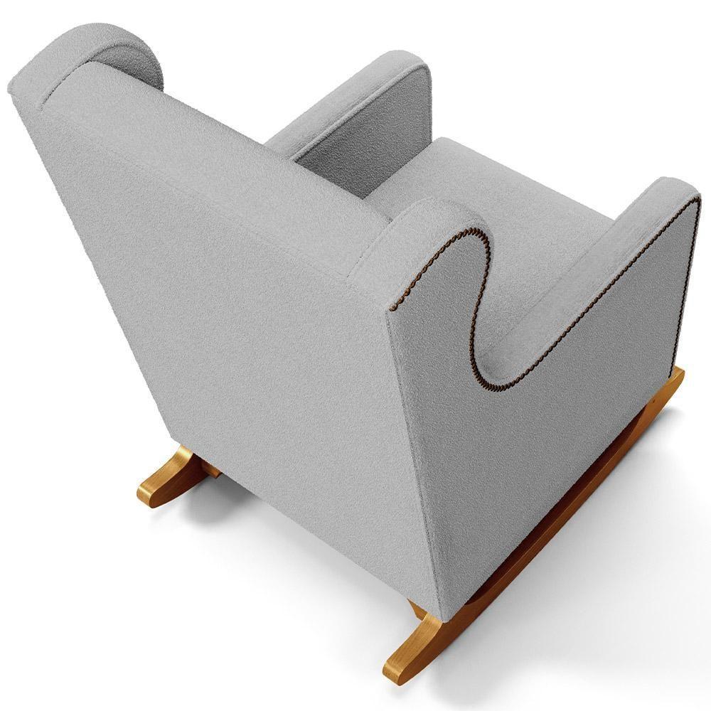 Poltrona De Amamentação Com Balanço Mavie L02 Bouclê Cinza - Lyam Decor - 7