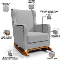 Poltrona De Amamentação Com Balanço Mavie L02 Bouclê Cinza - Lyam Decor - 5