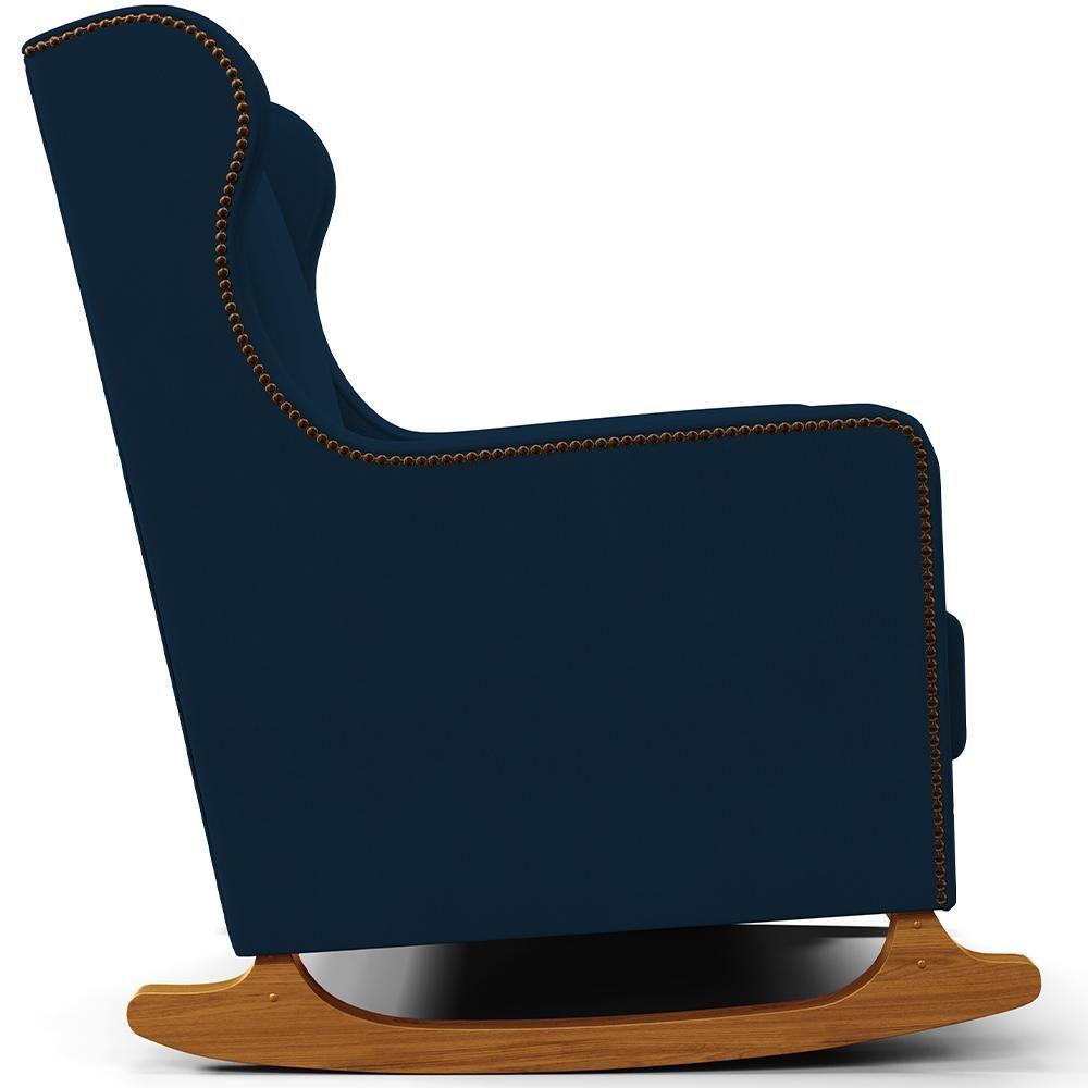 Poltrona De Amamentação Com Balanço Mavie L02 Suede Azul Marinho - Lyam Decor - 4