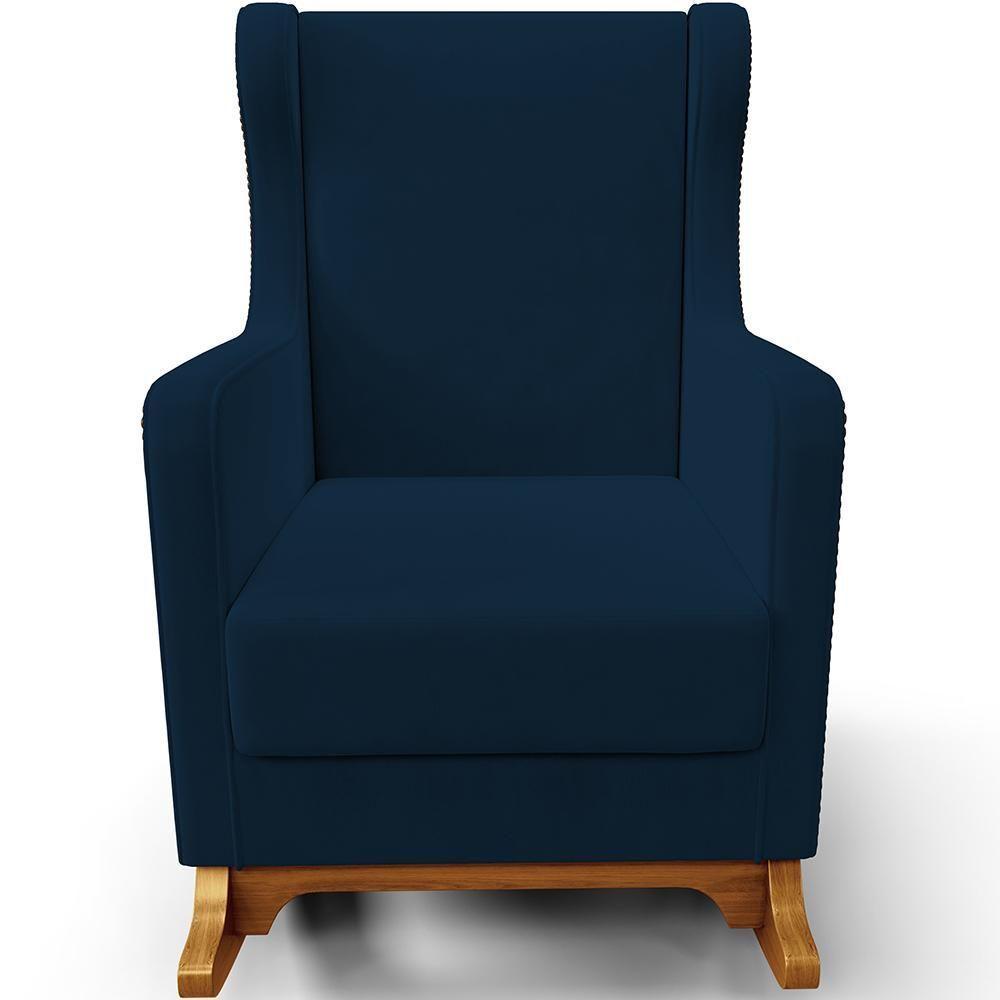 Poltrona De Amamentação Com Balanço Mavie L02 Suede Azul Marinho - Lyam Decor - 7