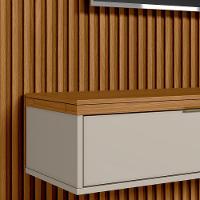 Painel Ripado Para Tv 75 Pol Slats E Bancada Lisa 297x250cm L05 Nature Off White - Lyam Decor - 2