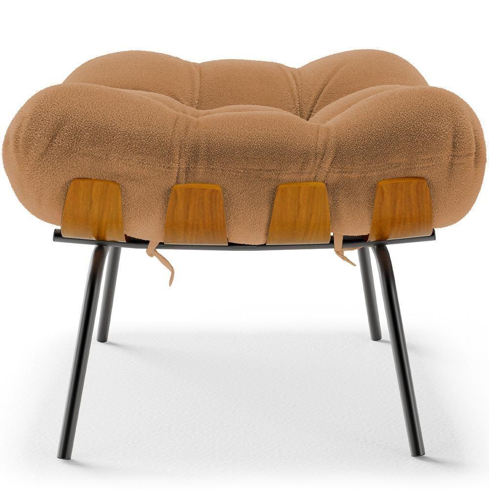 Poltrona Costela L02 Com Puff Bouclê Mostarda - Lyam Decor - 6