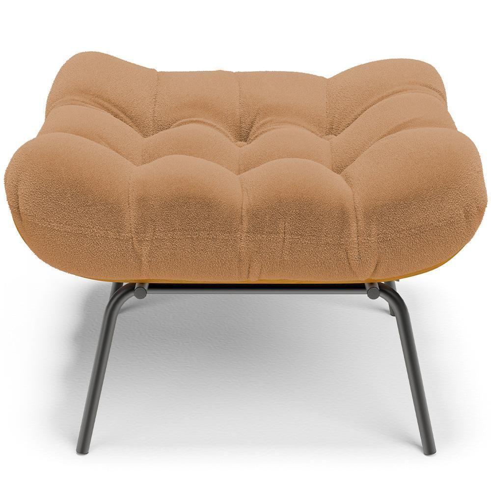 Poltrona Costela L02 Com Puff Bouclê Mostarda - Lyam Decor - 7