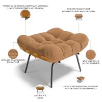 Poltrona Costela L02 Com Puff Bouclê Mostarda - Lyam Decor - 5