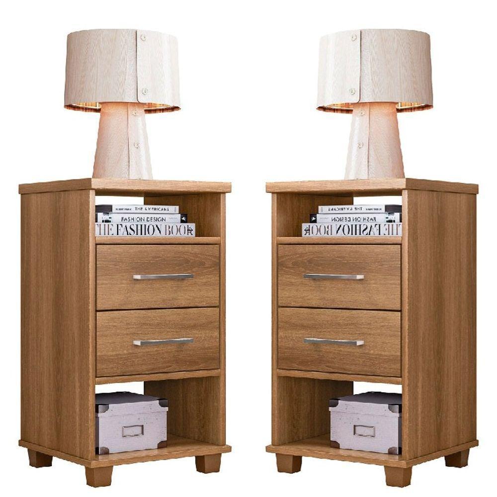 Kit 2 Mesas De Cabeceira 2 Gavetas Valente Mel - Rud Rack - 1