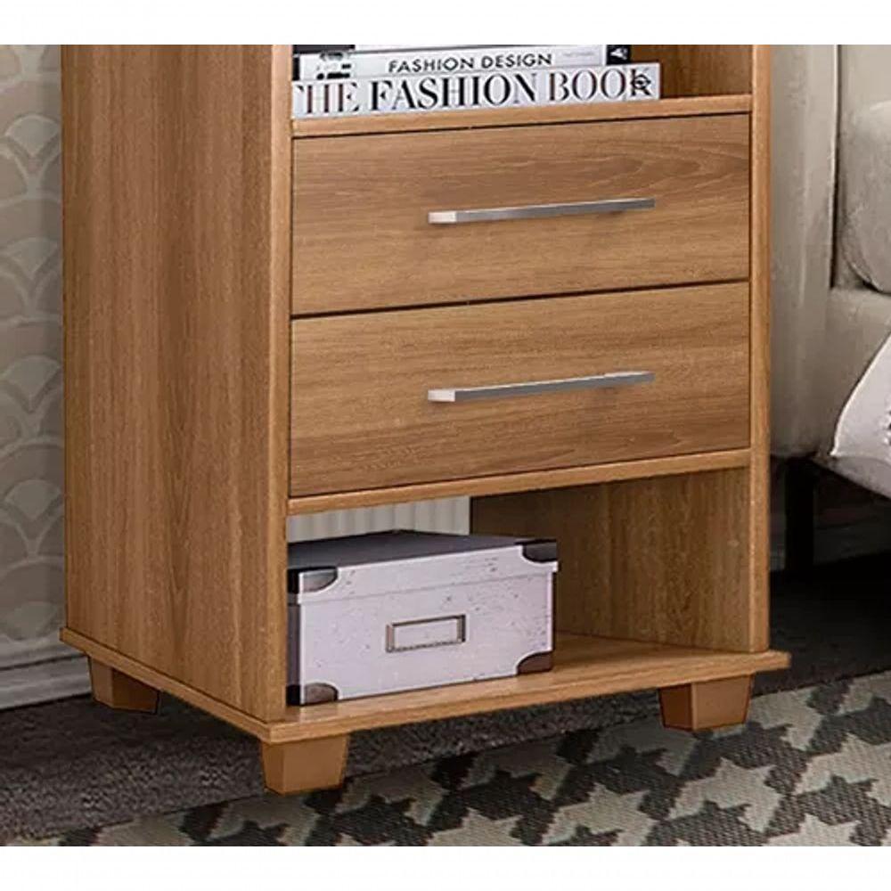 Kit 2 Mesas De Cabeceira 2 Gavetas Valente Mel - Rud Rack - 4