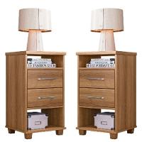 Kit 2 Mesas De Cabeceira 2 Gavetas Valente Mel - Rud Rack - 1
