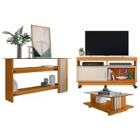 Rack Bancada Artur Com Aparador E Mesa De Centro Frizz Cinamomo Off White - Madetec - 1