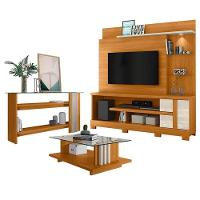 Estante Home Theater Alan Com Pés E Aparador Com Mesa De Centro Frizz Cinamomo Off White - 1