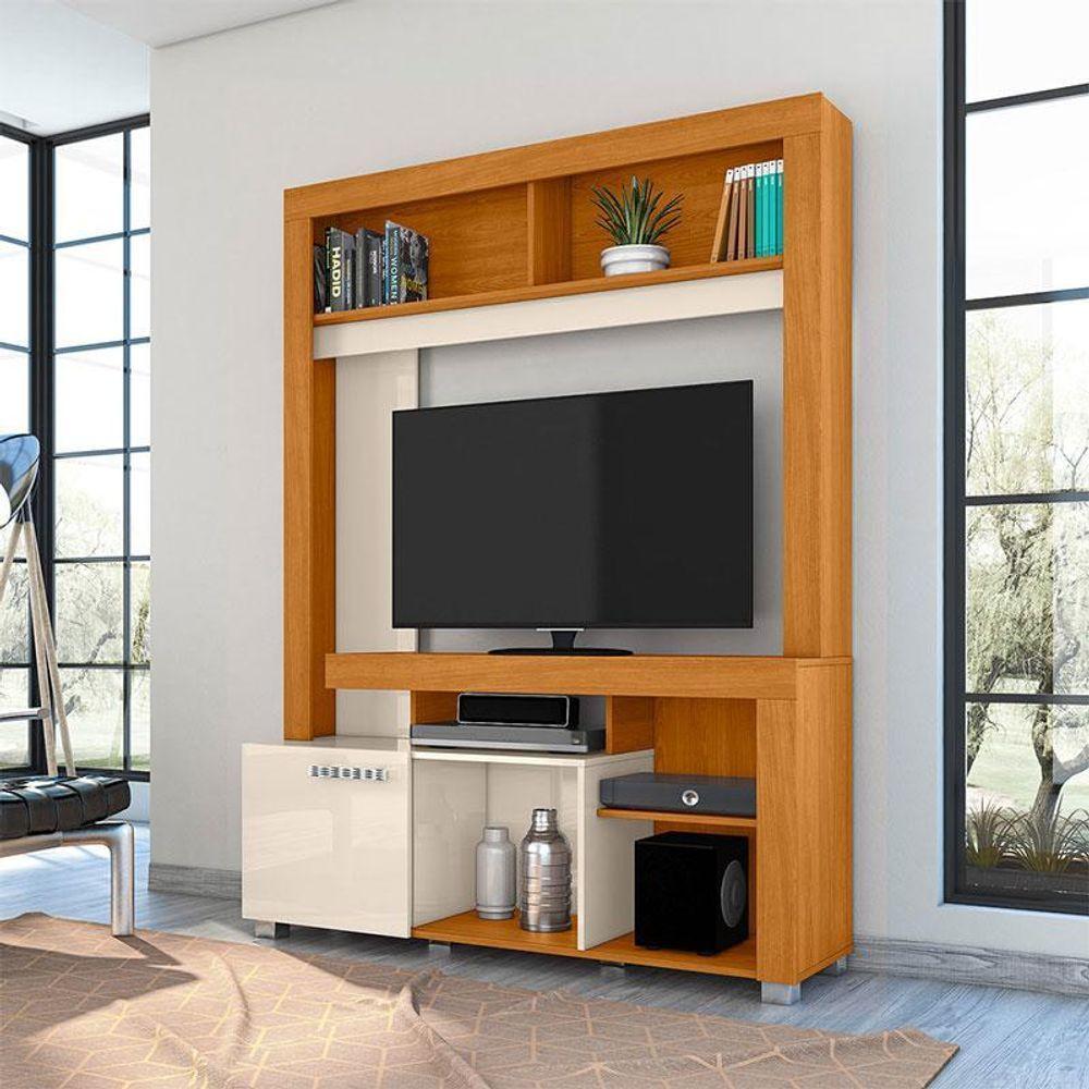 Estante Home Theater Flávia Com Mesa De Centro Frizz Cinamomo Off White - 2