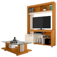 Estante Home Theater Flávia Com Mesa De Centro Frizz Cinamomo Off White - 1