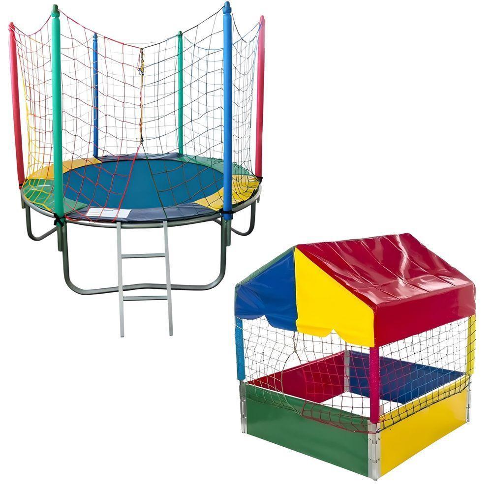 Kit Cama Elástica Pula Pula 1,83m Média + Piscina De Bolinhas 1,00m Infantil Playground - 1