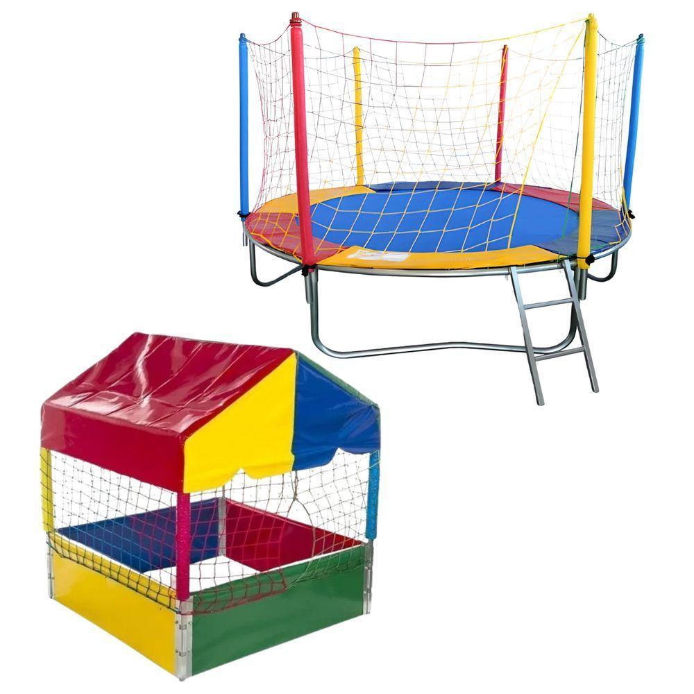 Kit Cama Elástica Pula Pula 2,30m + Piscina De Bolinhas 1,00m Infantil Playground - 1