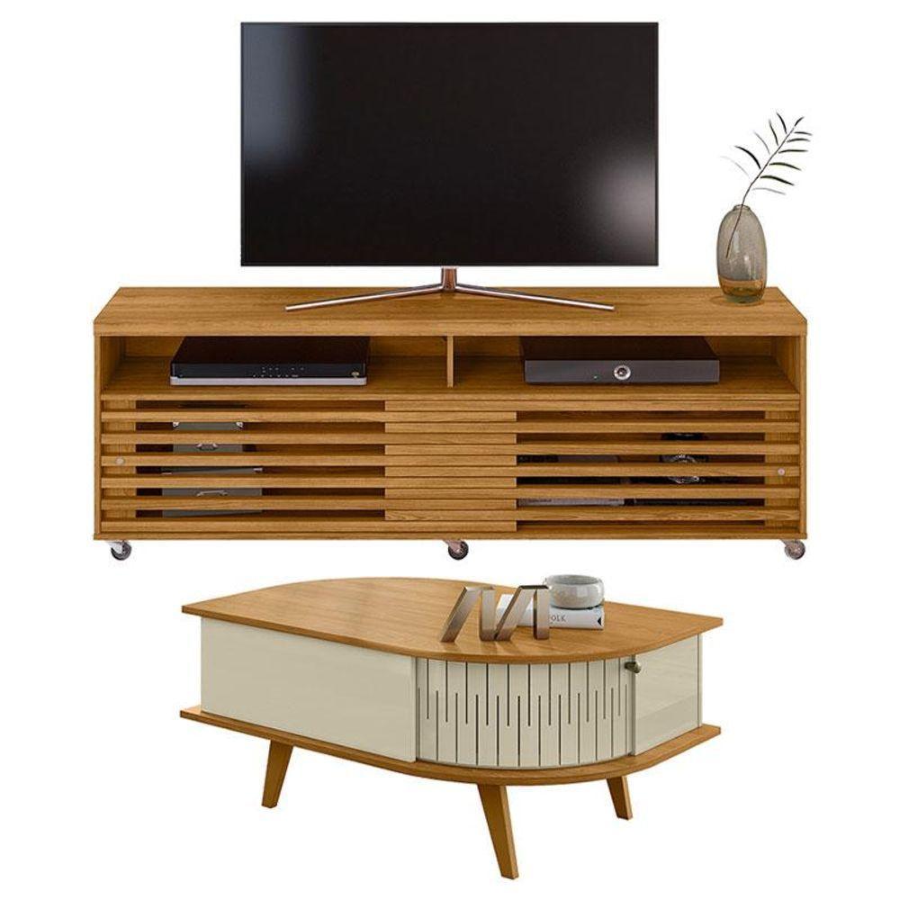 Rack Bancada Frizz Cross Com Mesa De Centro Indianápolis Cumaru Opala - Madetec - 1