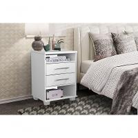 Mesa De Cabeceira Branco Fosco 2 Gavetas Valente - Rud Rack - 1