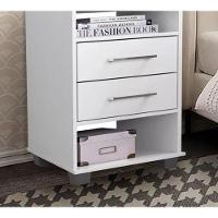 Mesa De Cabeceira Branco Fosco 2 Gavetas Valente - Rud Rack - 2