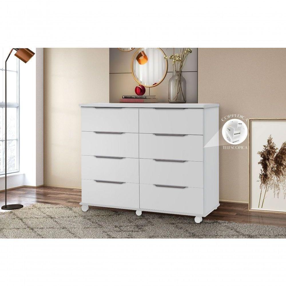 Comoda 8 Gavetas Athenas Cor Branco - Rud Rack - 1