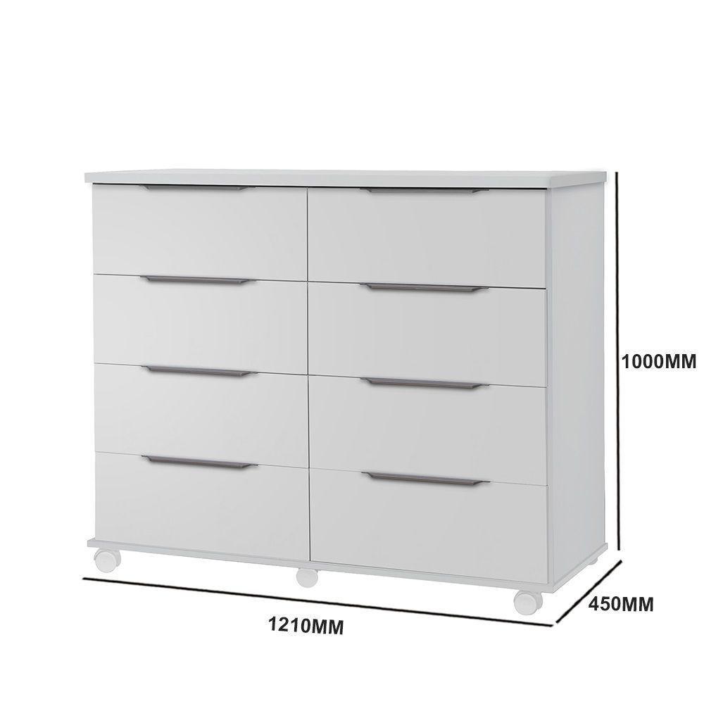 Comoda 8 Gavetas Athenas Cor Branco - Rud Rack - 2