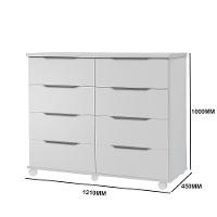 Comoda 8 Gavetas Athenas Cor Branco - Rud Rack - 2