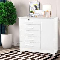 Comoda 1 Porta E 5 Gavetas Com Chave Vitoria Branco Rud Rack - 1