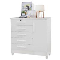 Comoda 1 Porta E 5 Gavetas Com Chave Vitoria Branco Rud Rack - 4