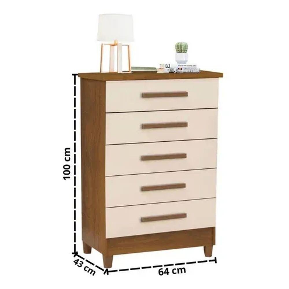 Comoda 5 Gavetas Paola Cor Mel E Off White - Rud Rack - 2