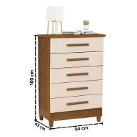 Comoda 5 Gavetas Paola Cor Mel E Off White - Rud Rack - 2