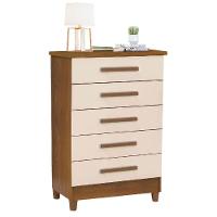 Comoda 5 Gavetas Paola Cor Mel E Off White - Rud Rack - 3