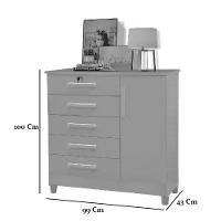 Cômoda Com Chave 1 Porta E 5 Gavetas Vitoria Branco Rud Rack - 2