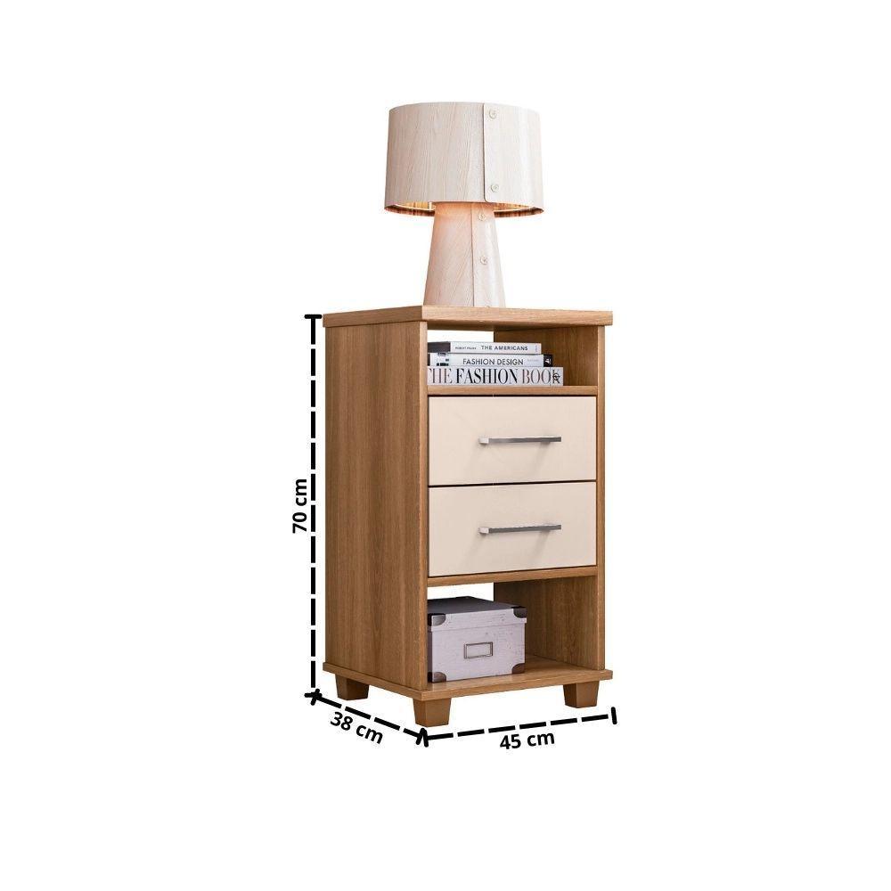 Mesa De Cabeceira Mel E Off White 2 Gavetas Valente Rud Rack - 2