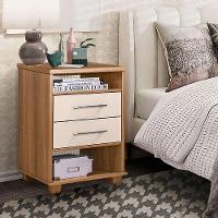 Mesa De Cabeceira Mel E Off White 2 Gavetas Valente Rud Rack - 1