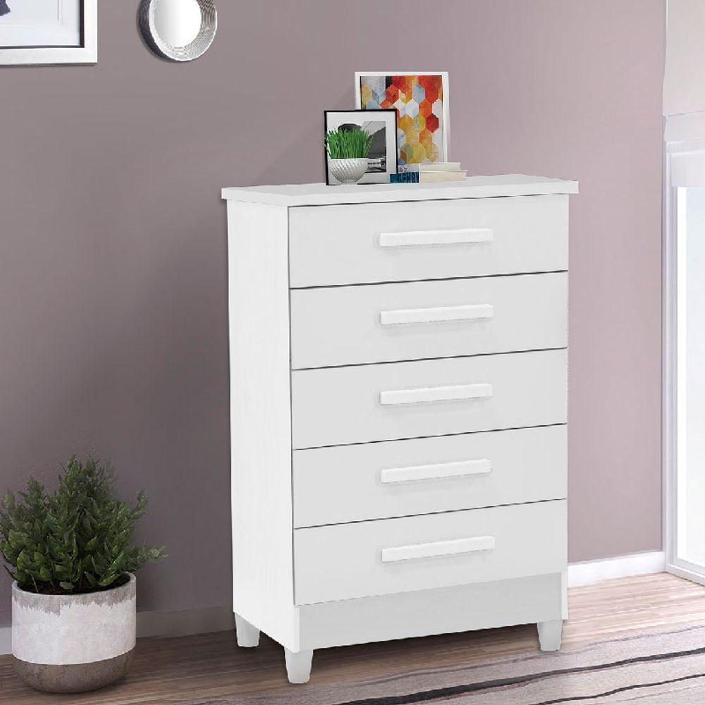 Cômoda Branco Fosco 5 Gavetas Paola - Rud Rack - 1