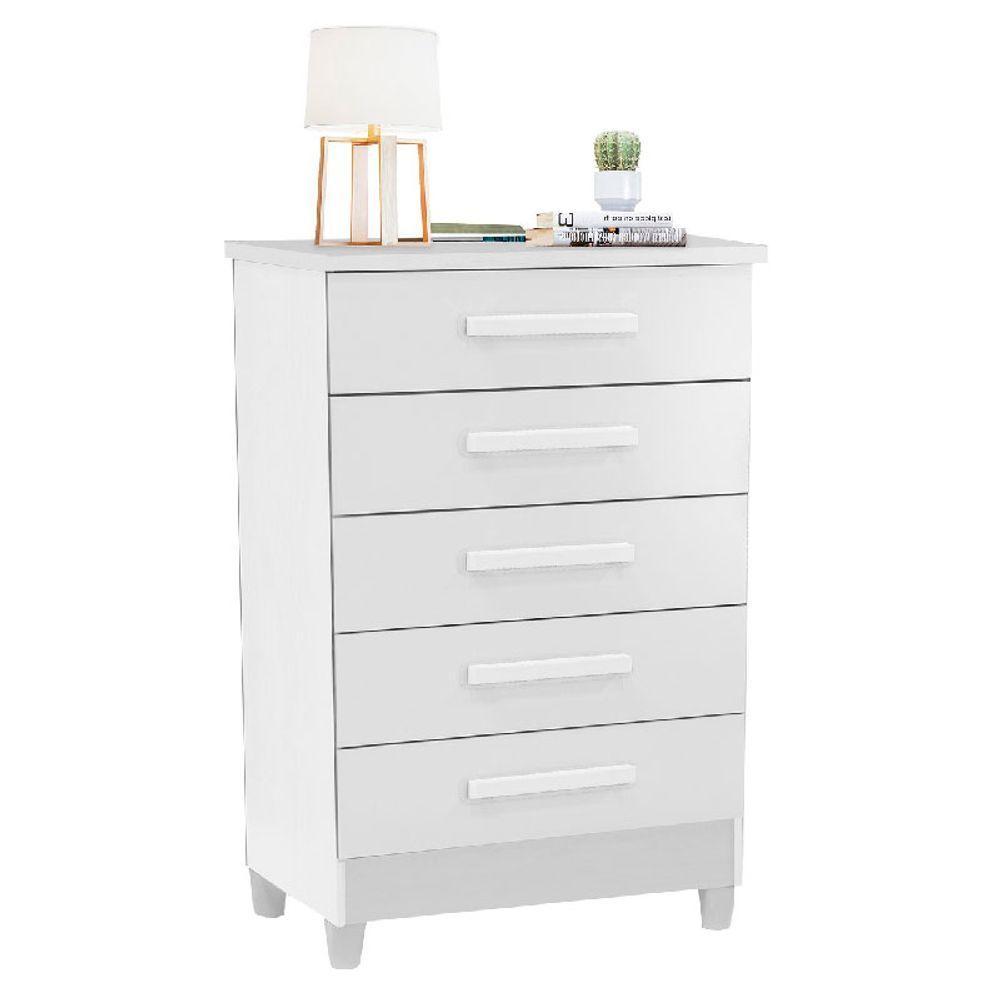 Cômoda Branco Fosco 5 Gavetas Paola - Rud Rack - 3