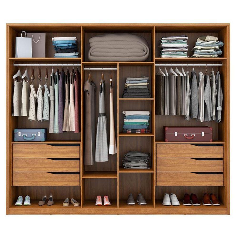 Guarda Roupa Casal Atrice E Cômoda Atria Amêndola Grafito - Demartêz - 4