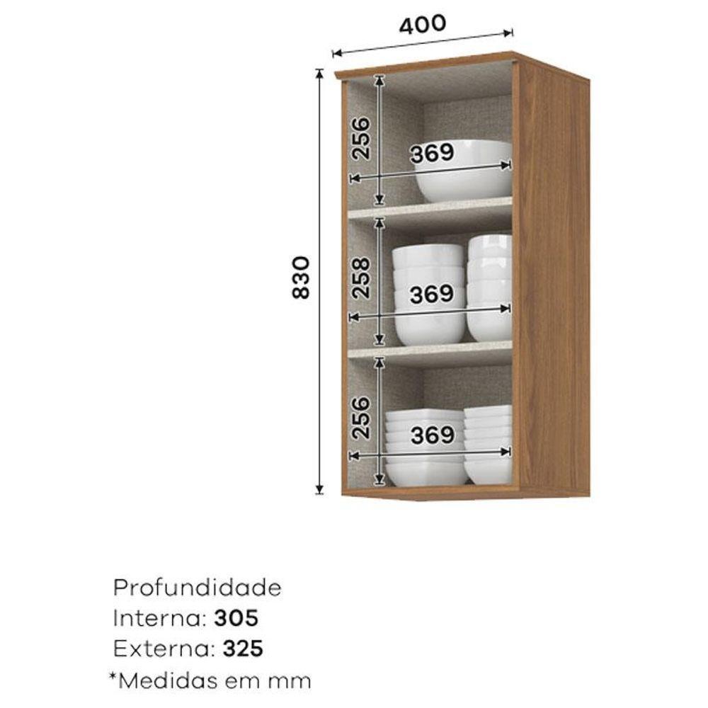 Armário Aéreo 1 Porta 40 Cm Requinte Nature - Henn - 3