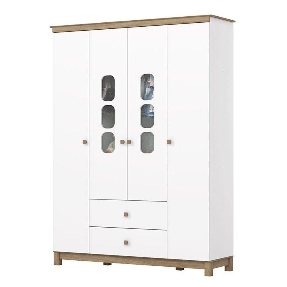 Guarda Roupa Infantil Aconchego 4 Portas Branco Jequitibá - Henn - 1