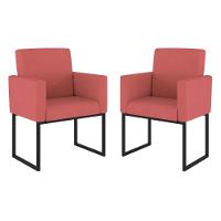 Kit 02 Poltronas Com Base De Ferro Preta Reforçada Balaqui Rosa - 1