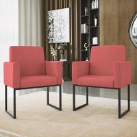 Kit 02 Poltronas Com Base De Ferro Preta Reforçada Balaqui Rosa - 5