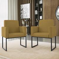 Kit 02 Poltronas Com Base De Ferro Preta Reforçada Balaqui Capuccino - 5