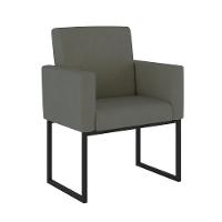 Kit 02 Poltronas Com Base De Ferro Preta Reforçada Balaqui Cinza