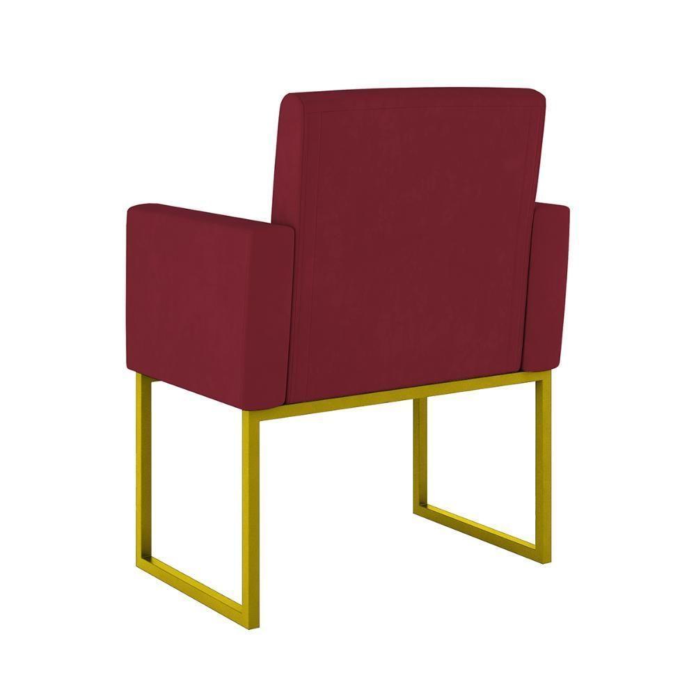 Kit 02 Poltronas Com Base De Ferro Dourado Reforçada Balaqui Decor Marsala - 2