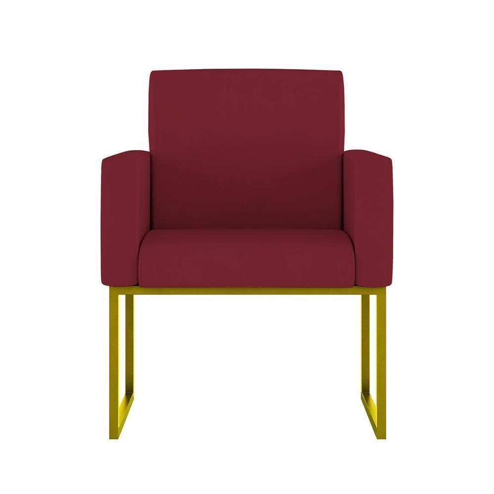 Kit 02 Poltronas Com Base De Ferro Dourado Reforçada Balaqui Decor Marsala - 3