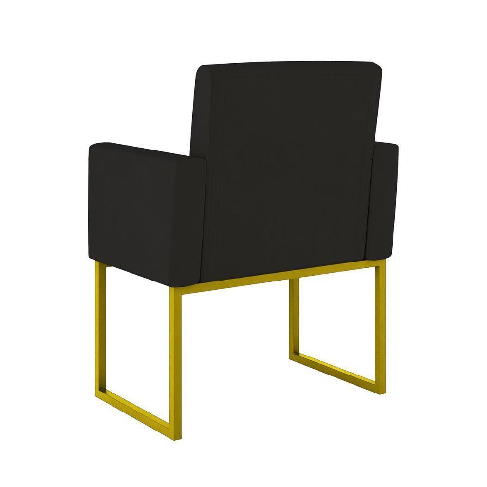 Kit 02 Poltronas Com Base De Ferro Dourado Reforçada Balaqui Decor Preto - 2