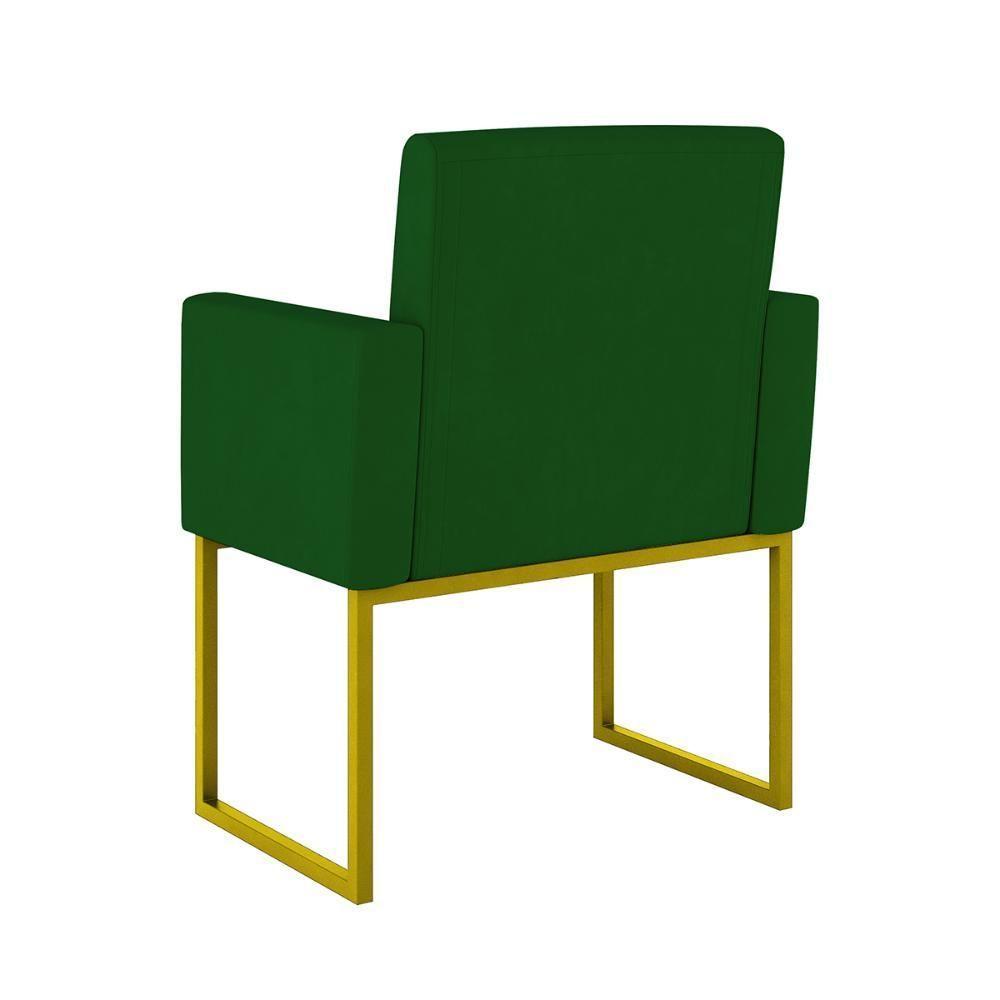 Kit 02 Poltronas Com Base De Ferro Dourado Reforçada Balaqui Decor Verde - 2